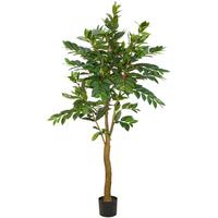 Kunstpflanze Coffea Baum Grün/Braun - Schwarz/Braun, Basics, Kunststoff (180cm)