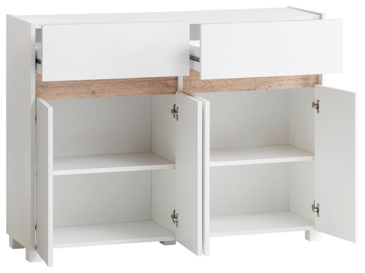Kommode Cosmo ca.112,2x84,8x33cm Weiß - Silberfarben/Weiß, Design, Holzwerkstoff/Kunststoff (112,2/84,8/33cm) - MID.YOU