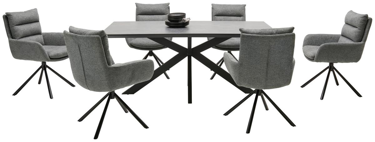 Jedilna Miza Steve, Črna, Keramična Plošča, 180x90 - črna, Moderno, kovina/leseni material (180/76/90cm)