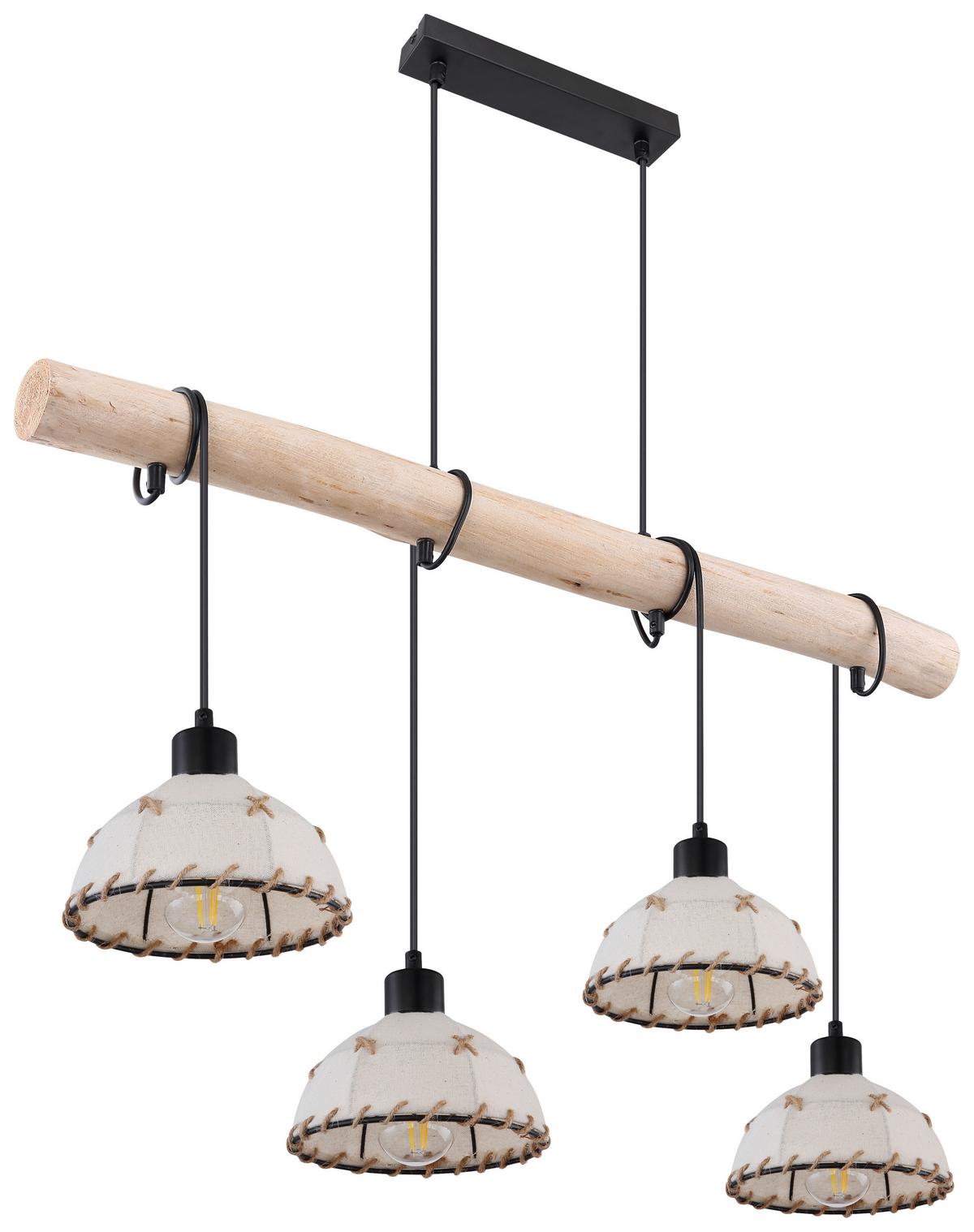 Hängeleuchte Rex max. 60 Watt - Beige/Schwarz, Natur, Naturmaterialien/Textil (85/18/120cm) - Globo