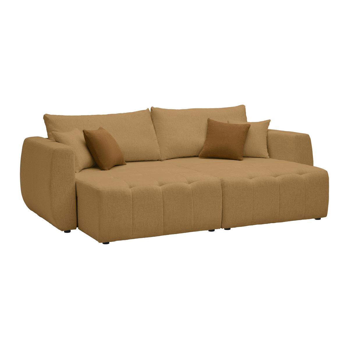 Schlafsofa Bologna Senfgelb - Beige/Senfgelb, Holz/Textil (245/74-90/104cm) - Mömax