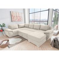 Sedežna Garnitura Terana, Krem, Ležišče, Predal - barve kroma/krem barve, Konvencionalno, tekstil (219/305/157cm) - Livetastic