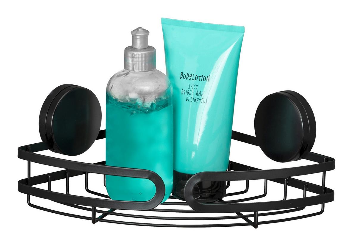 Regal Za Tuš Pavia - crna, Moderno, metal (27/9,8/20cm) - Wenko