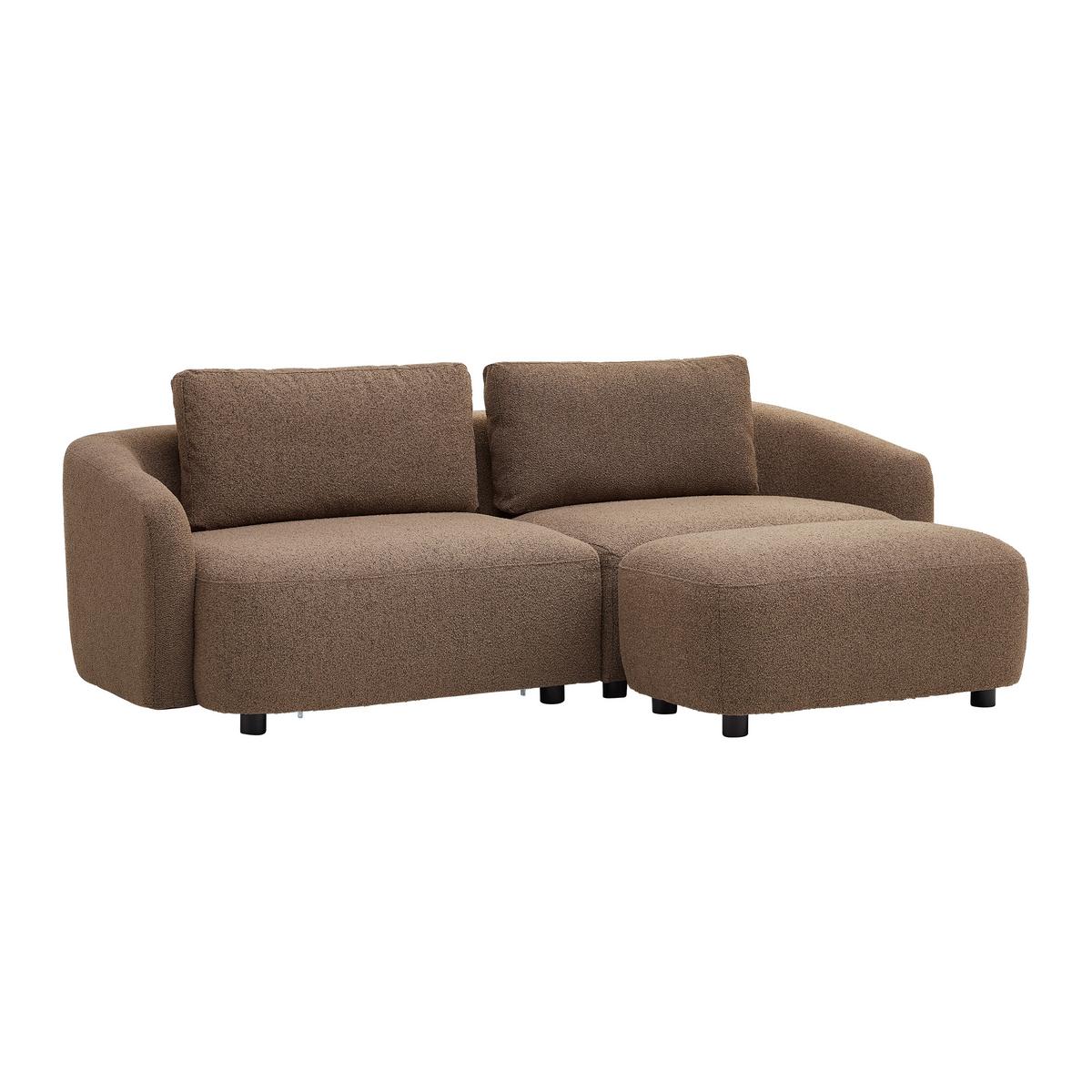 Wohnlandschaft Tiva Naturfarben - Schwarz/Braun, Modern, Holz/Textil (220/70/95cm) - Mömax