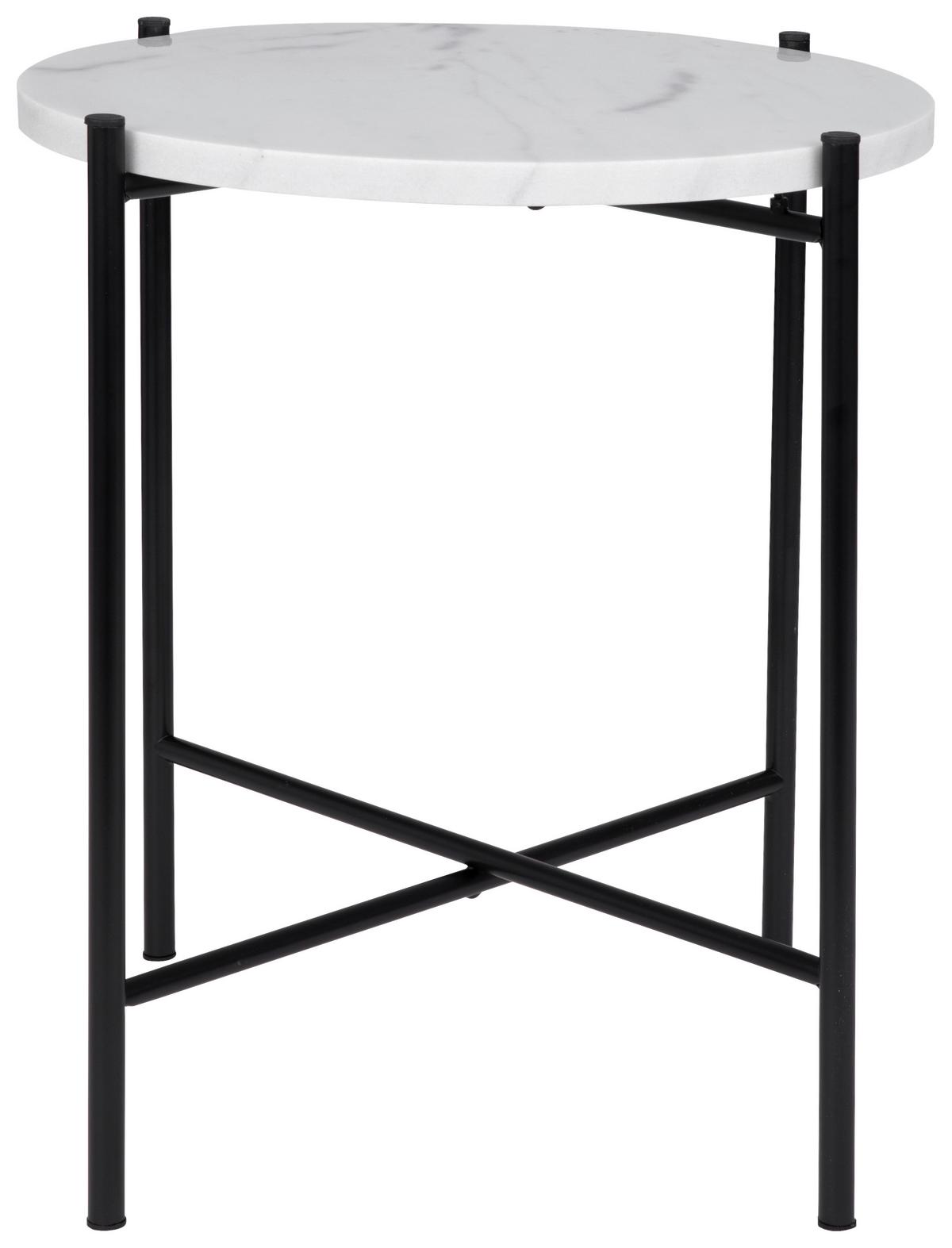 STOLIK BOCZNY ROMAN - LOMOCO - - czarny/biały, Trend, materiał drewnopochodny/metal (45/45/50cm) - Lomoco