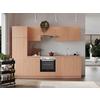 Küchenblock Gerda mit Geräten ca. 270 cm Buchefarben - Buchefarben/Alufarben, Basics, Holzwerkstoff/Kunststoff (270cm) - Respekta