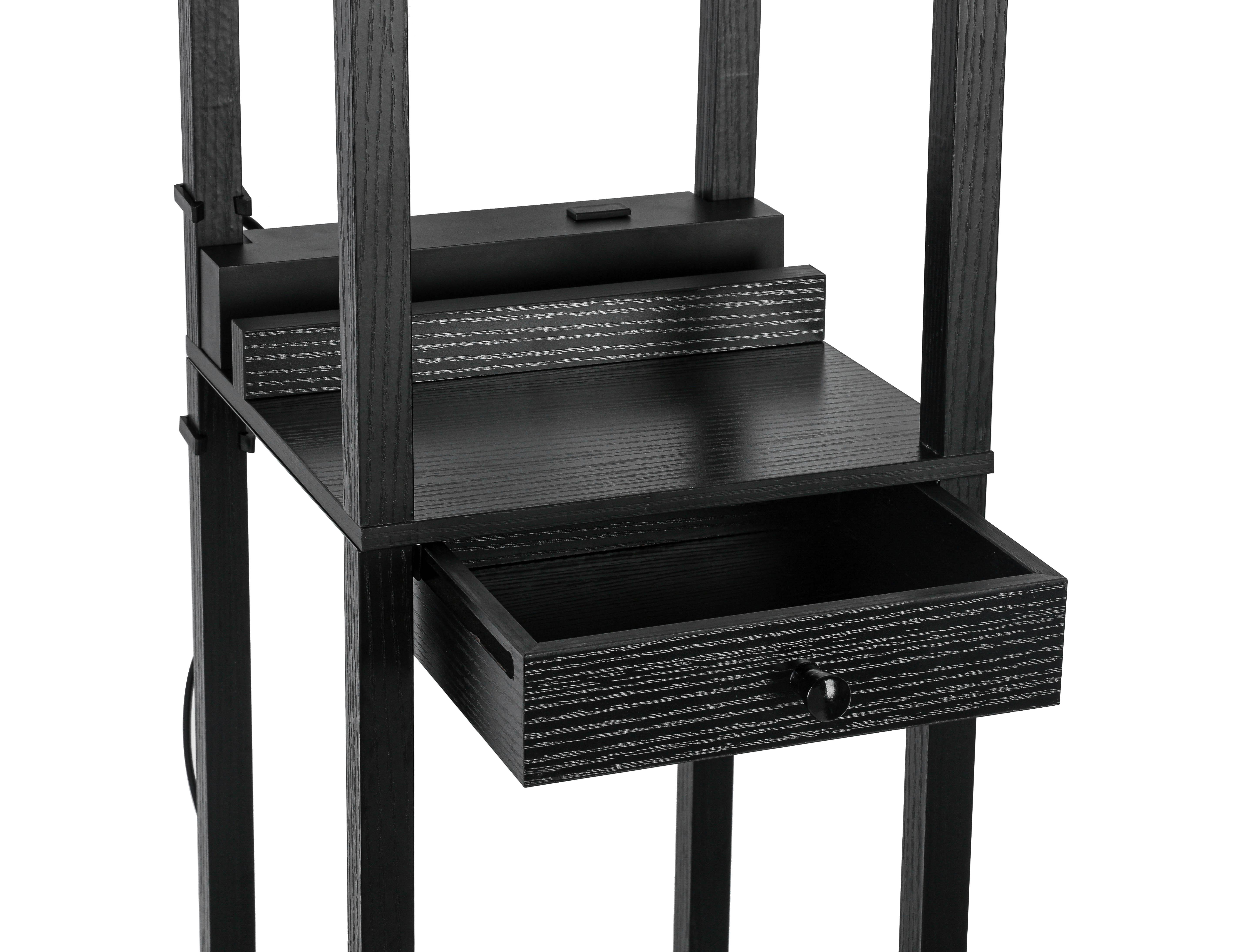 GOLVLAMPA SVEN - vit/svart, Basics, metall/trämaterial (26/160/26cm)