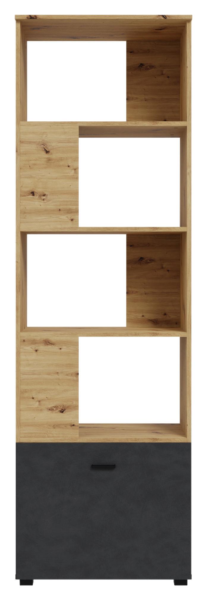 Regal in Eiche Artisan - Schwarz/Eiche Artisan, Modern, Holzwerkstoff/Kunststoff (60,4/195/41,3cm) - Mömax