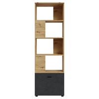 Regal in Eiche Artisan - Schwarz/Eiche Artisan, Modern, Holzwerkstoff/Kunststoff (60,4/195/41,3cm) - Mömax