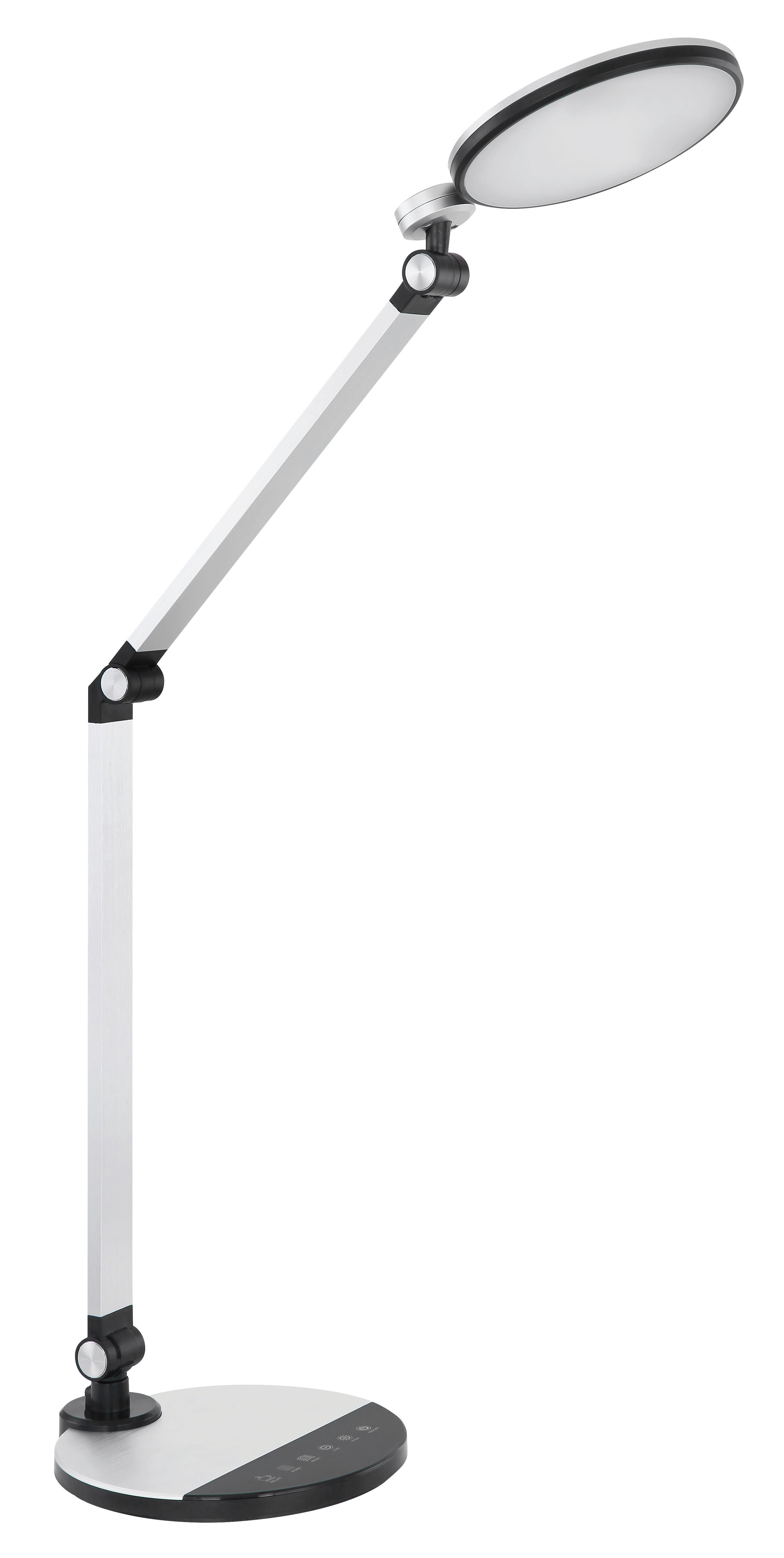 LED-Schreibtischleuchte Konsti Schwarz/Silber max. 10 Watt - Silberfarben/Schwarz, Design, Kunststoff/Metall (50/19,2/90,5cm) - Globo