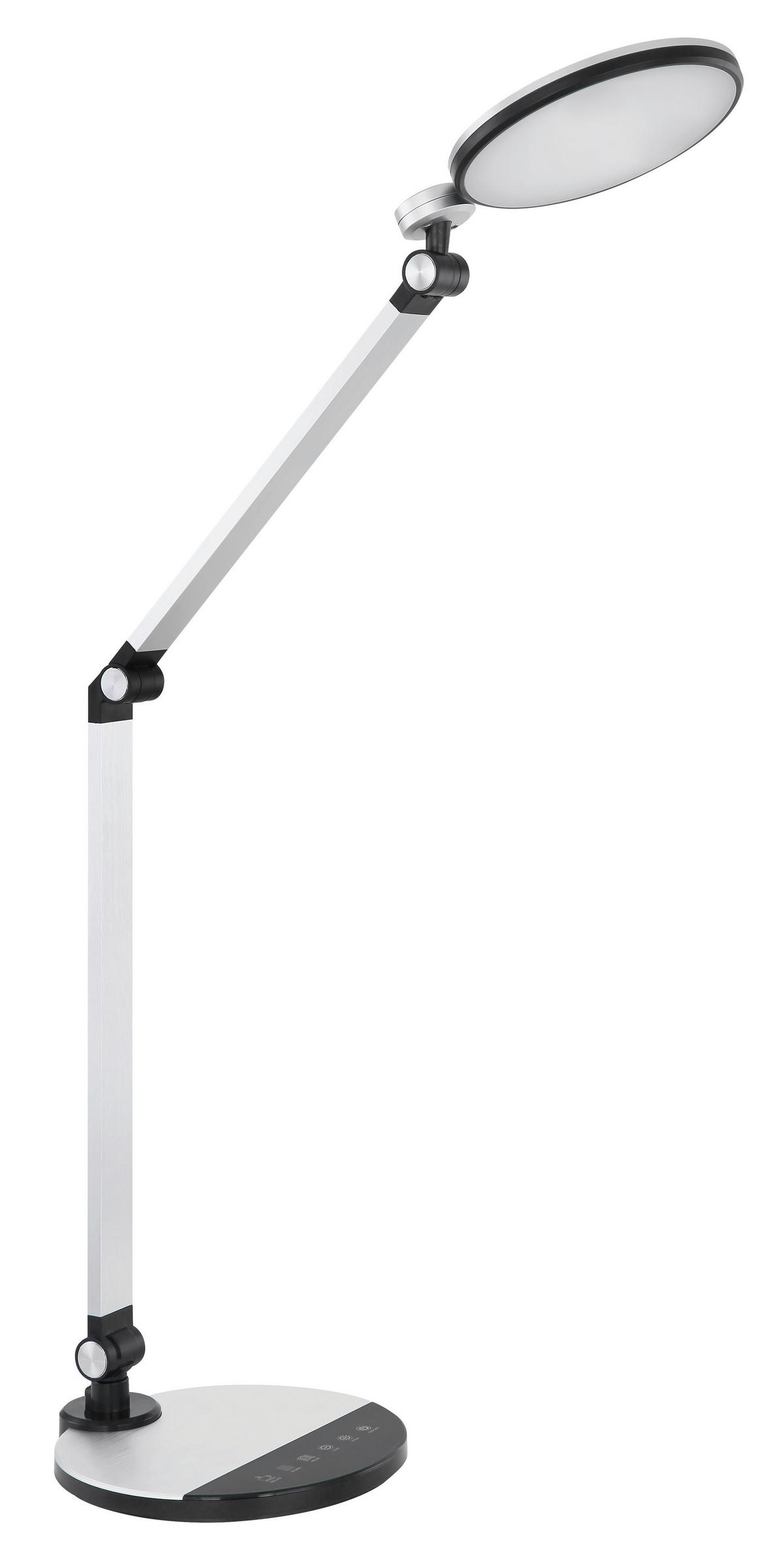 Namizna Led-svetilka Konsti, S Sijalko - srebrne barve/črna, Design, kovina/umetna masa (50/19,2/90,5cm) - Globo