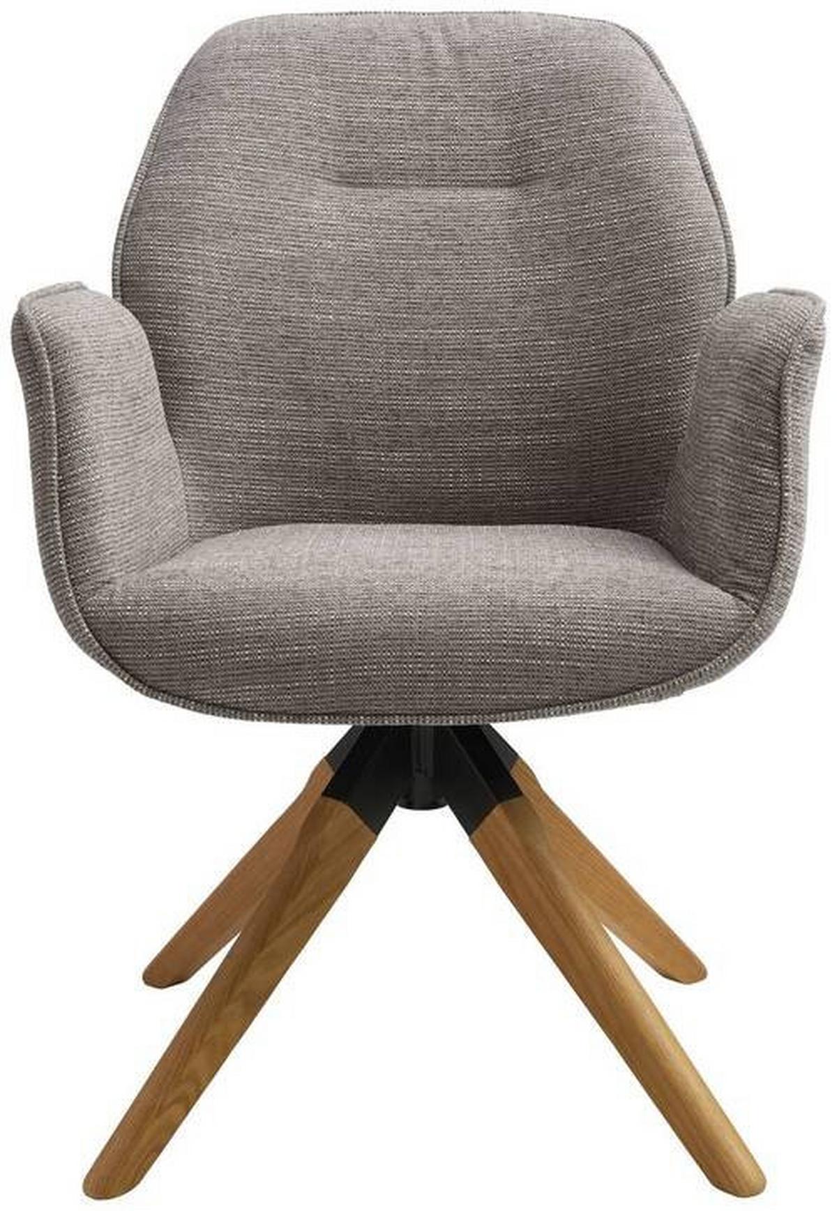 KRZESŁO Z PODŁOKIETNIKAMI SAVONA - kolor naturalny/szary, Modern, drewno/tkanina (61/84/62cm) - MID.YOU