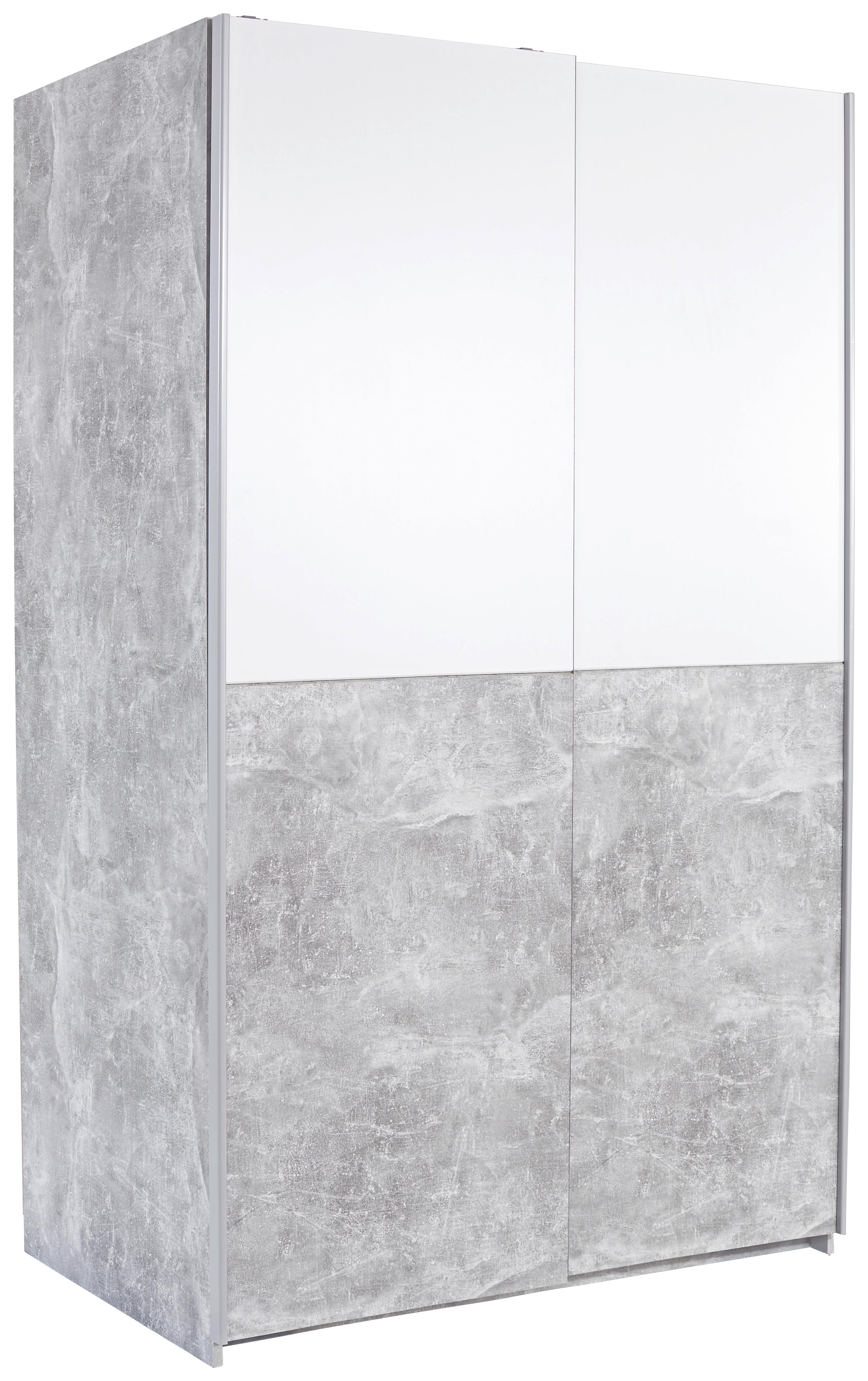 Omara Z Drsnimi Vrati Victoria 1 - siva/bela, Moderno, kovina/leseni material (125/196/62cm) - Mömax