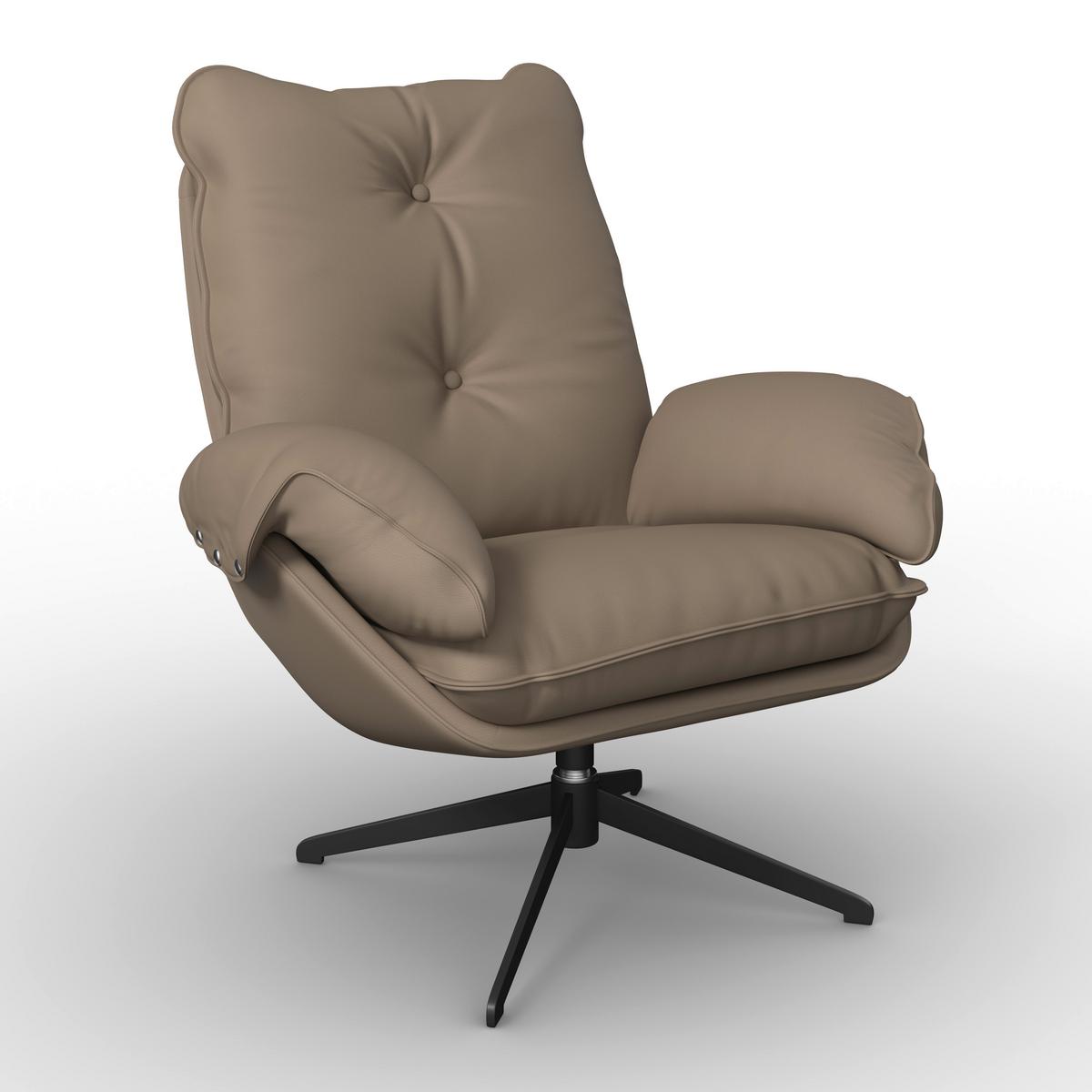 Sessel Andrea Lederlook Braun - Hellbraun/Schwarz, MODERN, Holz/Textil (82/105/80cm) - Bessagi Home