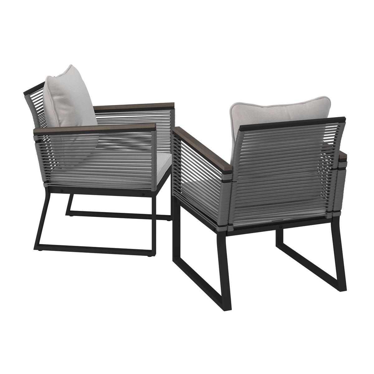 Set Vrtnih Stolov Toni, 2 Kos, Svetlo Siva - črna/svetlo siva, Moderno, kovina/umetna masa (57,5/73/60cm) - Bessagi Garden