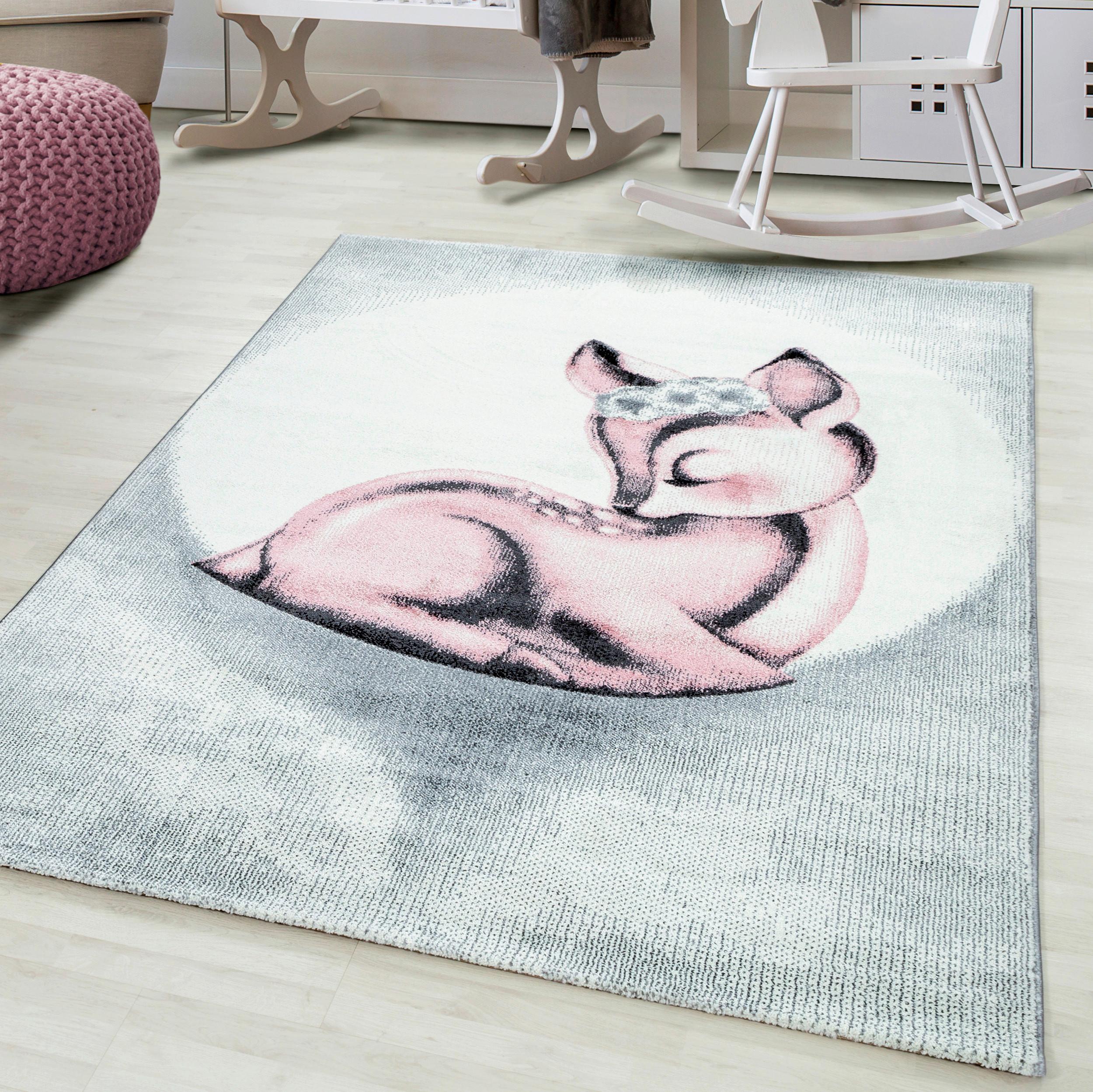Otroška Preproga Bambi, Svetlo Siva, Roza, 160x230cm - bela/svetlo siva, Trend, tekstil (160/230cm) - Ben'n'jen