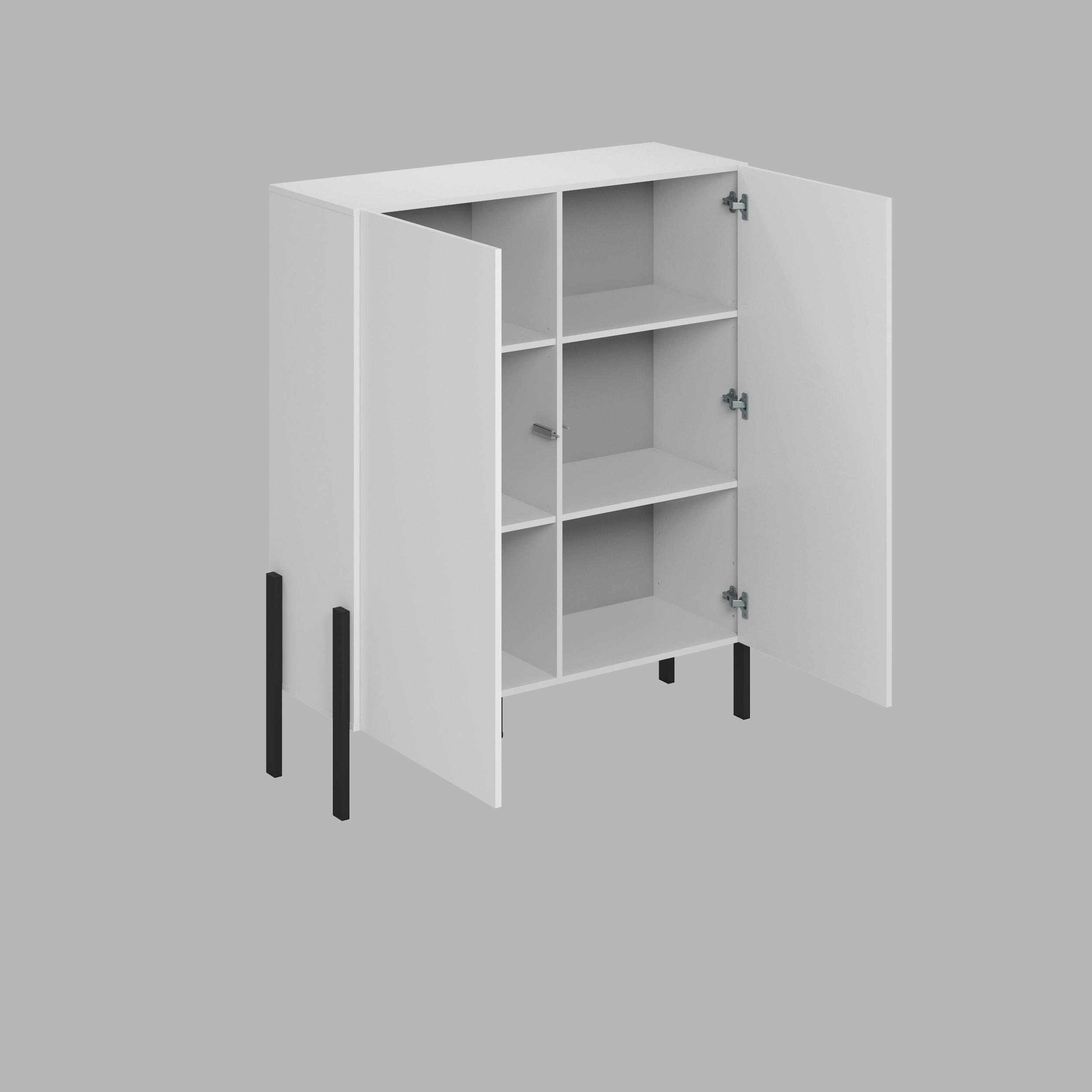 Komód Jukon - fehér, Modern, faalapú anyag (114/135/40cm)