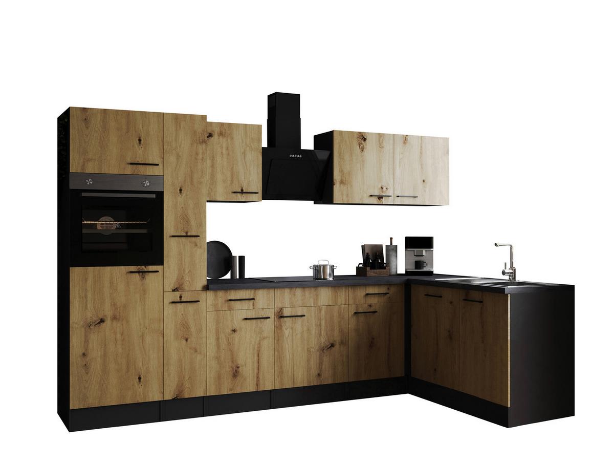 Kotna Kuhinja Z Aparati Oliver, 310x172cm - črna/siva, Design, kovina/leseni material (310/172cm) - Respekta