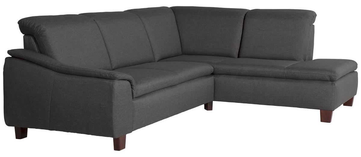 ECKSOFA AARON - Anthrazit/Nussbaumfarben, Design, Holz/Textil (247/187cm) - Max Winzer