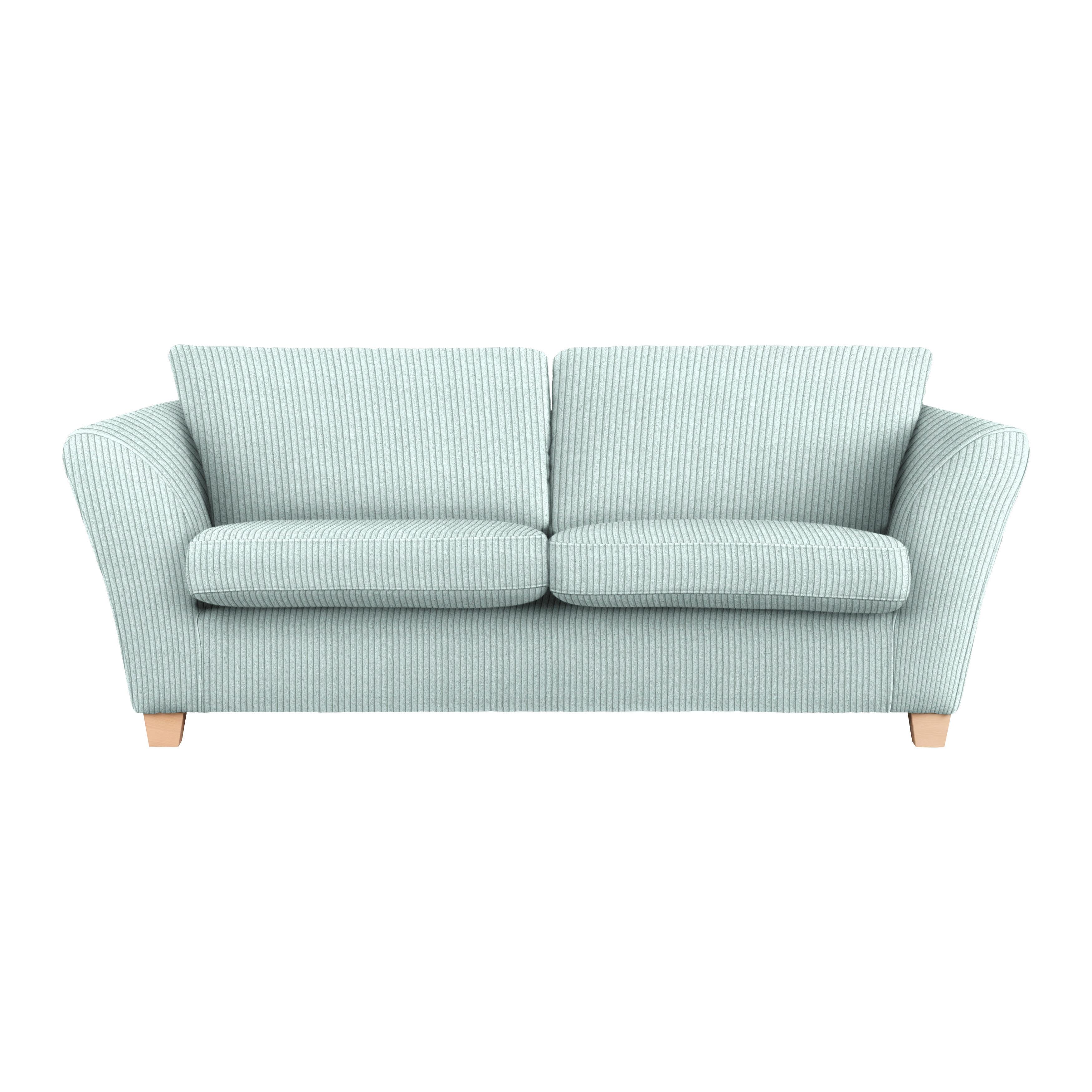 3-Sitzer-Sofa Devado Hellblau Cord - Naturfarben/Hellblau, Holz/Textil (216/70-85/95cm) - Mömax