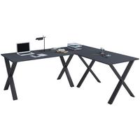 Kotna Pisalna Miza Lona, Antracit, Črna, 190x190cm - srebrne barve/črna, Moderno, leseni material (190/190/76cm) - MID.YOU