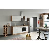 Küchenblock 'Sorrento' , Weiß - Chromfarben/Eiche Wotan, MODERN, Holzwerkstoff/Metall (210cm) - Held