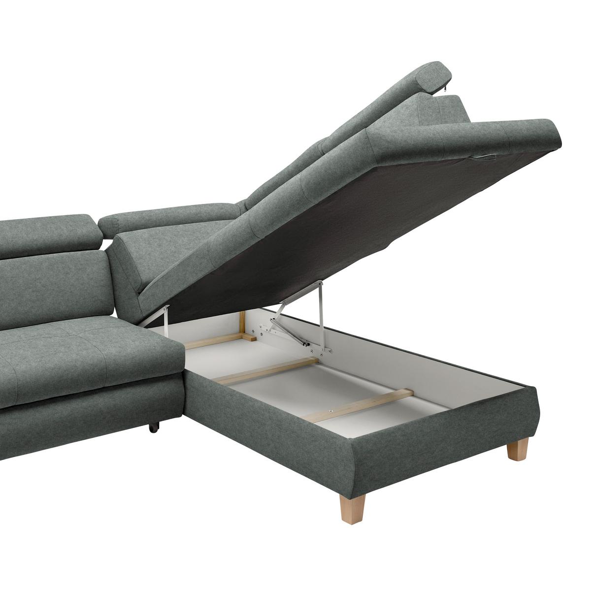 Ecksofa Lugo Graublau - Graublau, MODERN, Holz/Kunststoff (266/98/205cm) - Mömax