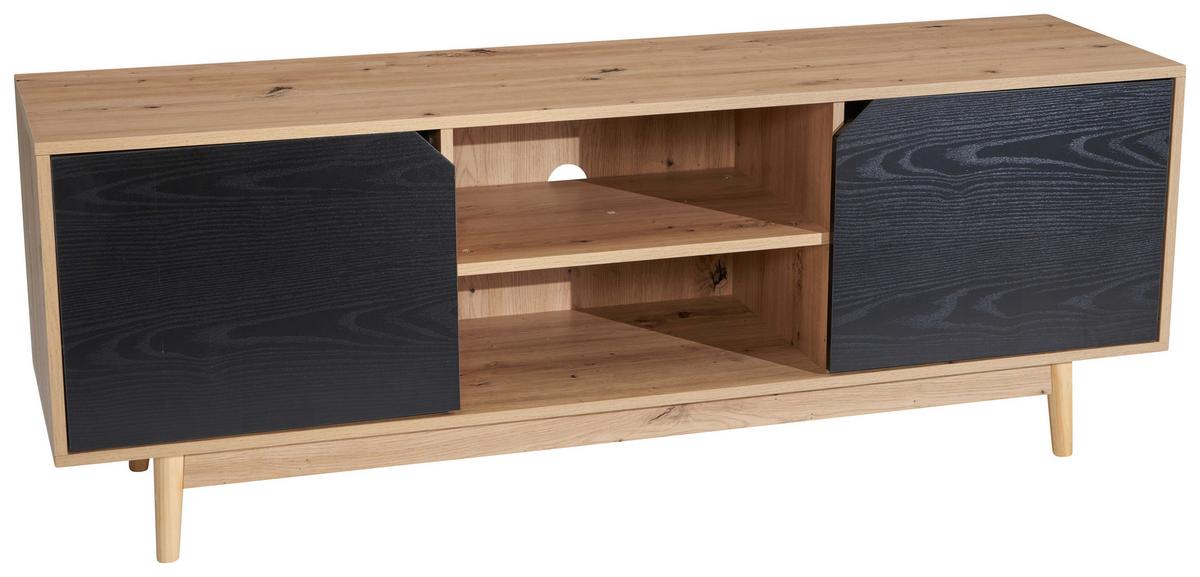 Nizka Omarica Wl6.817 - črna/barve hrasta, Design, leseni material/les (150/55/40cm) - Livetastic