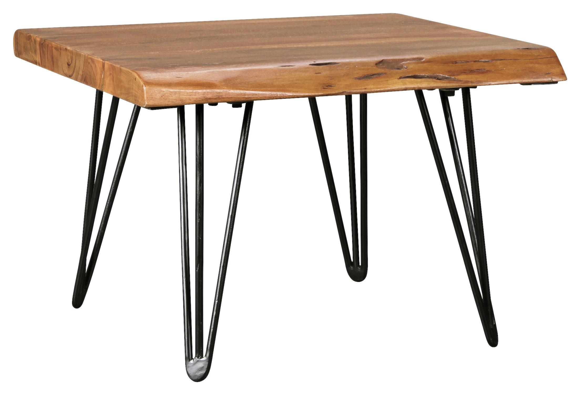 Couchtisch Mahilo Sheeshamfarbe massiv - Sheeshamfarben/Schwarz, Design, Holz/Metall (56/51/38cm) - MID.YOU