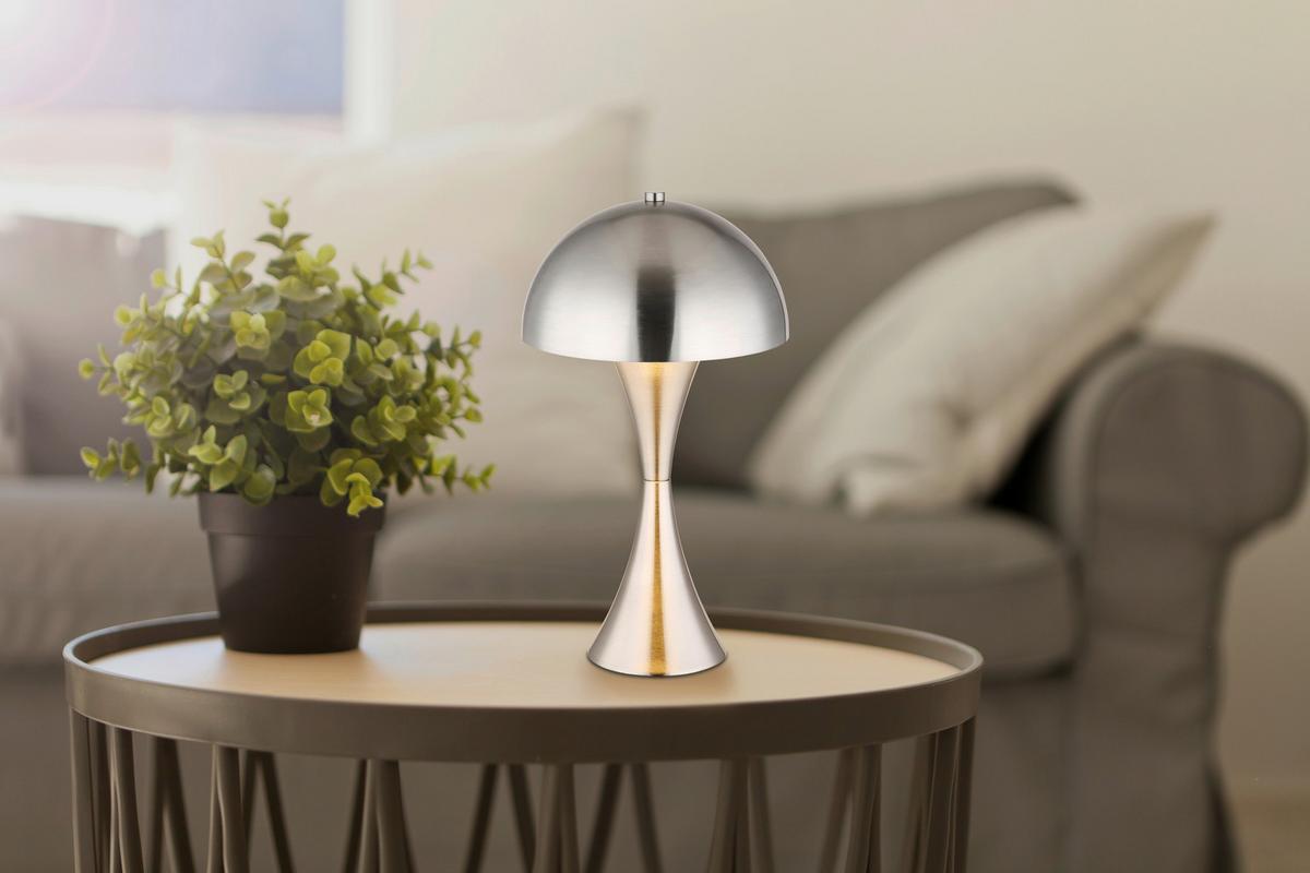 TISCHLEUCHTE 21028N - Schwarz/Nickelfarben, Design, Kunststoff/Metall (20/36,1cm) - Globo