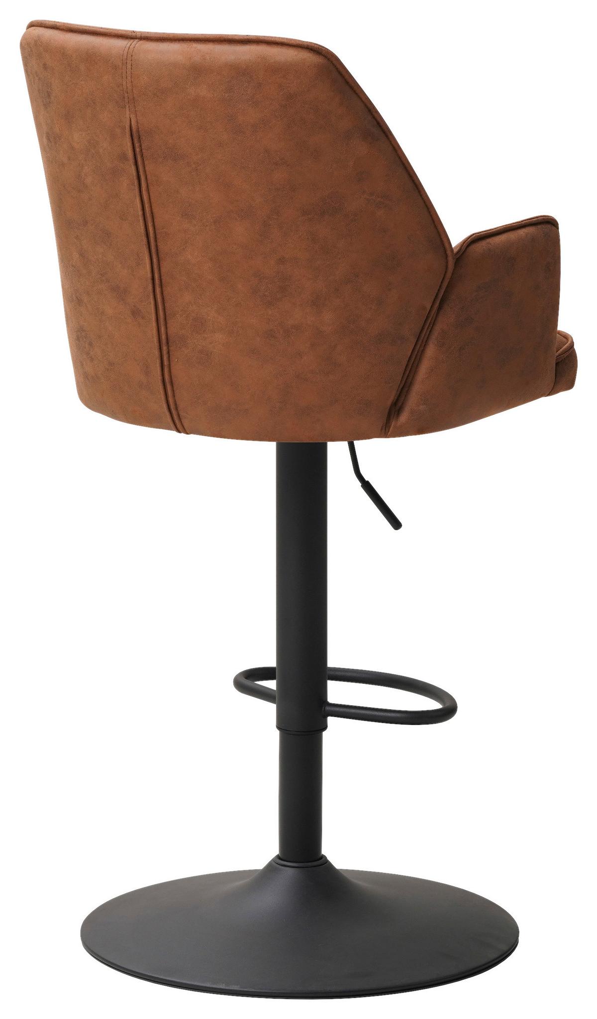 Barhocker Donny ca. 42x114 cm Cognac - Cognac/Schwarz, KONVENTIONELL, Textil/Metall (42/114/52cm) - MID.YOU