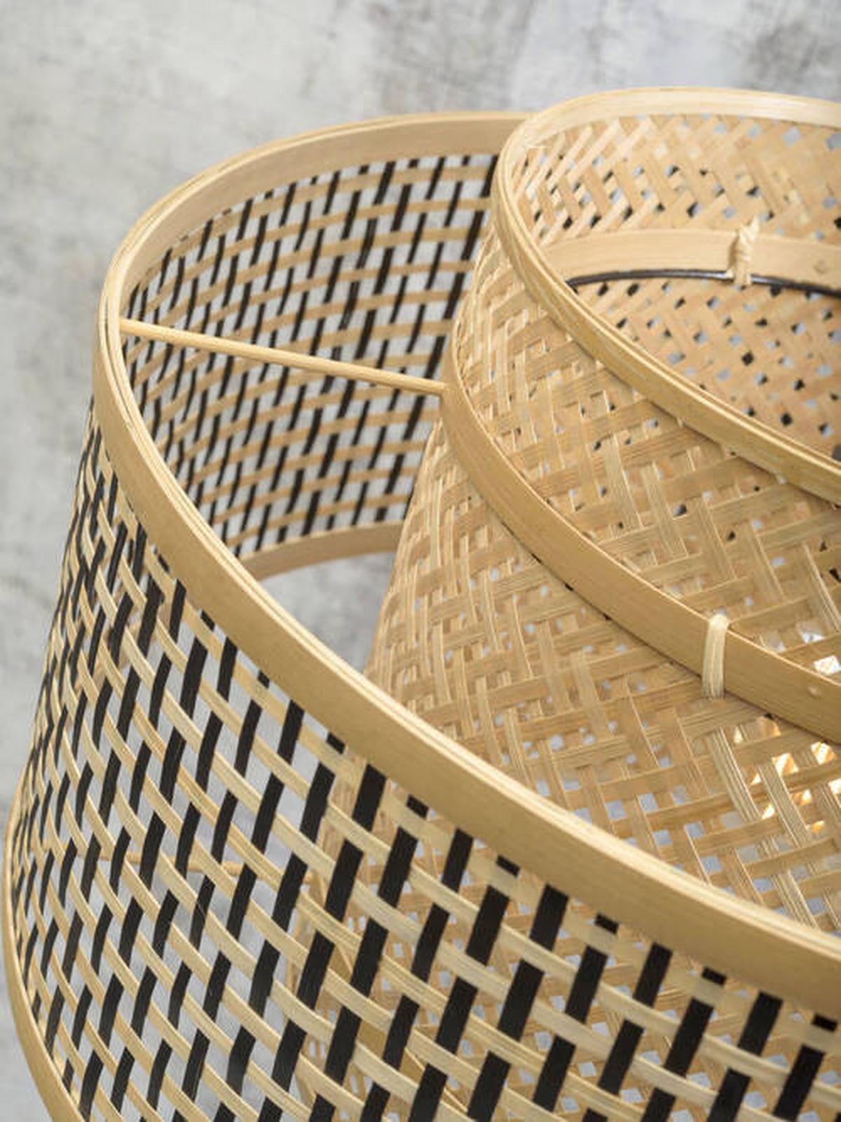 Stoječa Svetilka Bhutan, Črna, Bambus - črna/naravne barve, Trend, les (176/30/75cm) - Good & Mojo