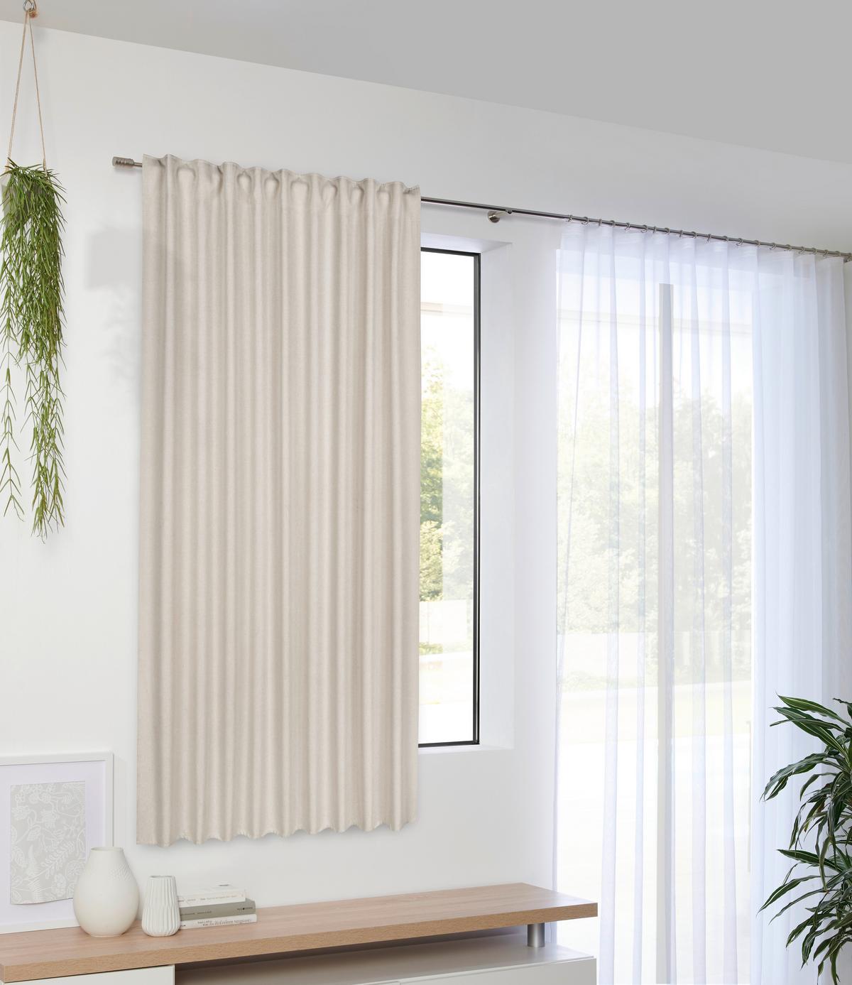 Končana Zavesa Ulrich - peščene barve, Moderno, tekstil (135/175cm) - Modern Living