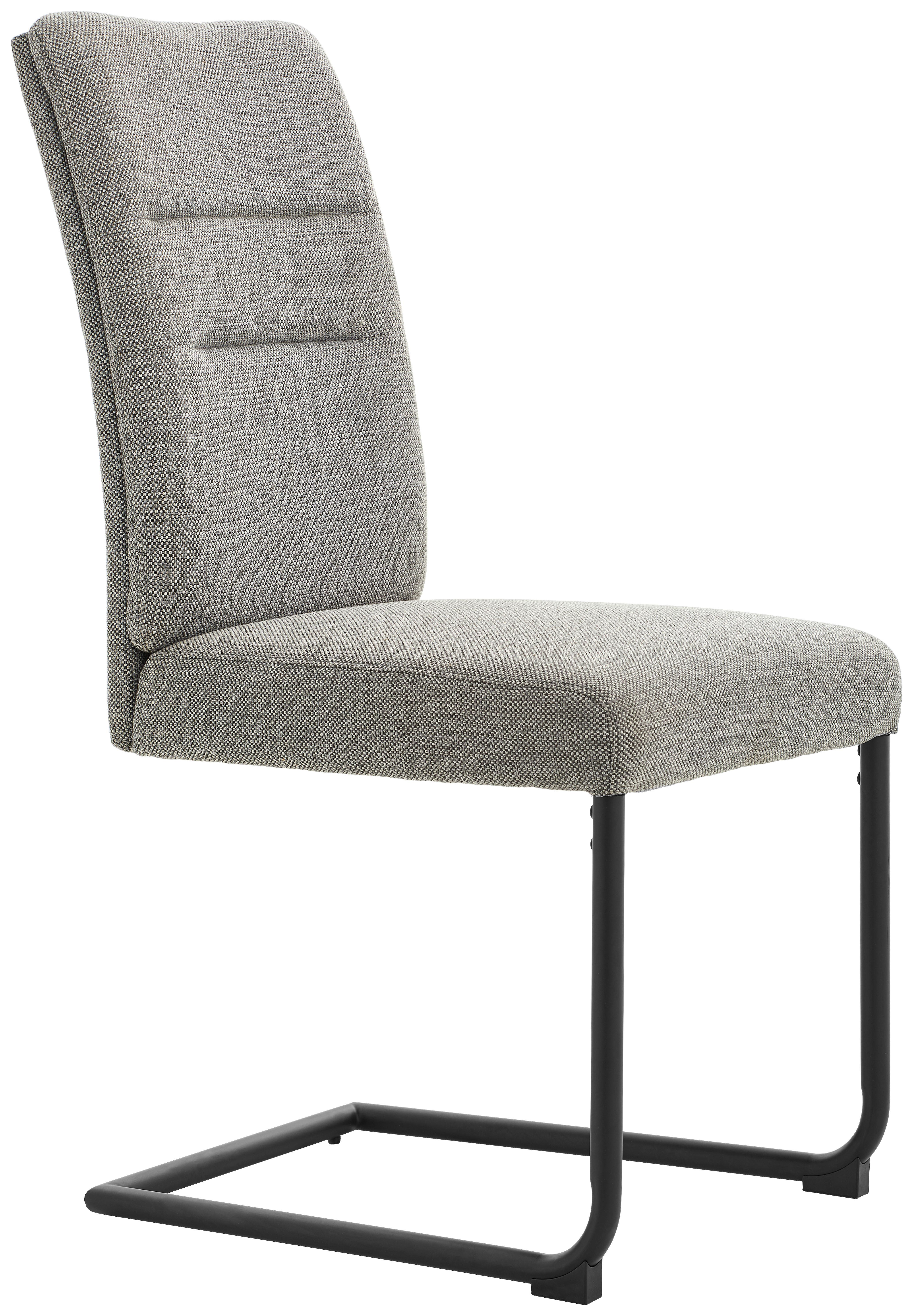 KRZESŁO NA PŁOZIE ROSY - jasnoszary/czarny, Design, metal/tkanina (48/98/63cm) - Novel