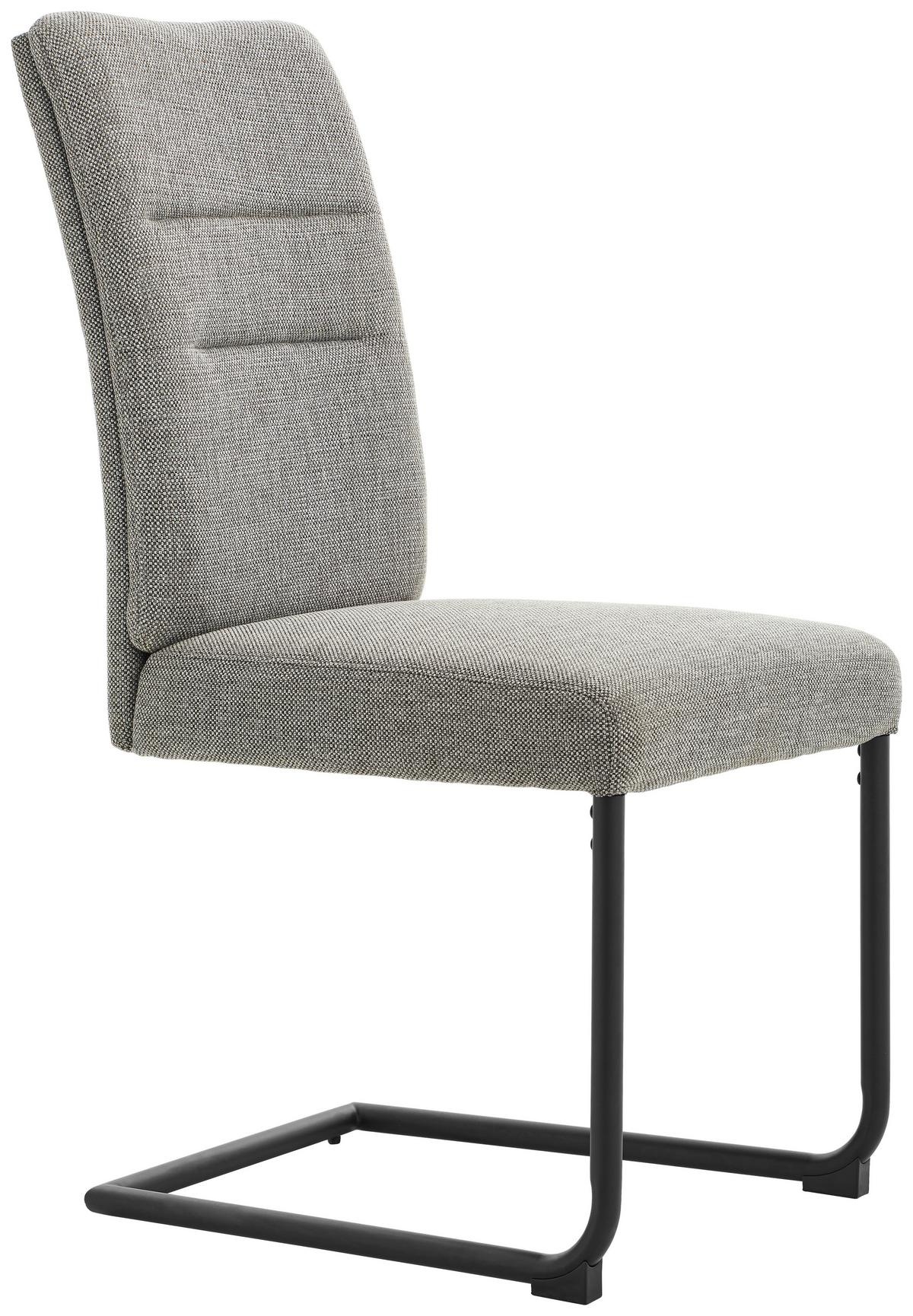 KRZESŁO NA PŁOZIE ROSY - jasnoszary/czarny, Design, metal/tkanina (48/98/63cm) - Novel