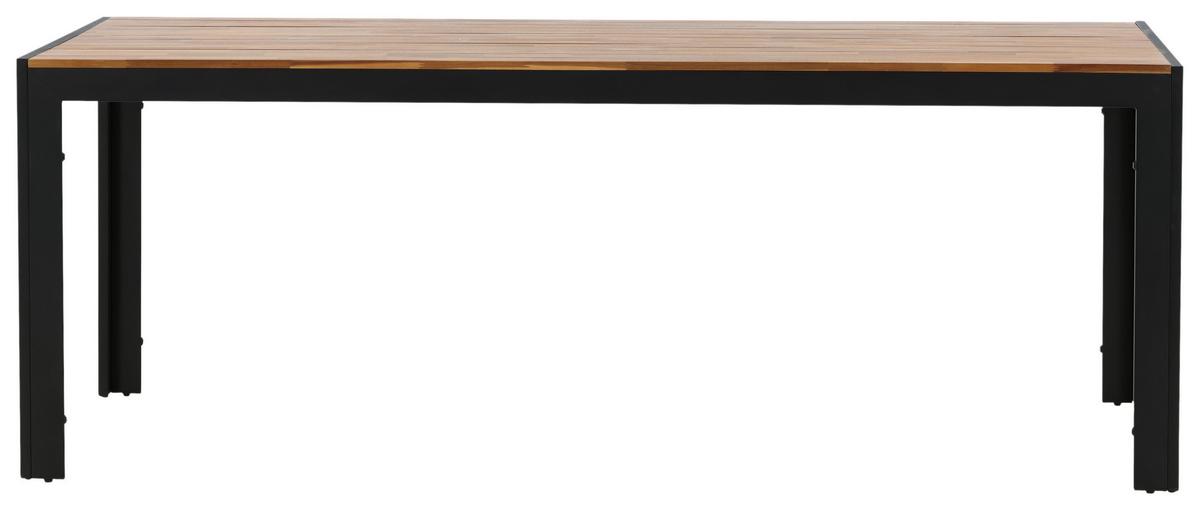 GARTENTISCH BOIS - Schwarz/Akaziefarben, KONVENTIONELL, Holz/Metall (205/90/75cm) - Gardenson