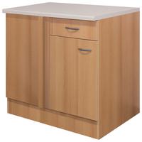 Kotna Spodnja Omarica Nano, Barva Bukve - barve nerjavečega jekla/barve bukve, Moderno, umetna masa/leseni material (110/85/57cm) - FlexWell