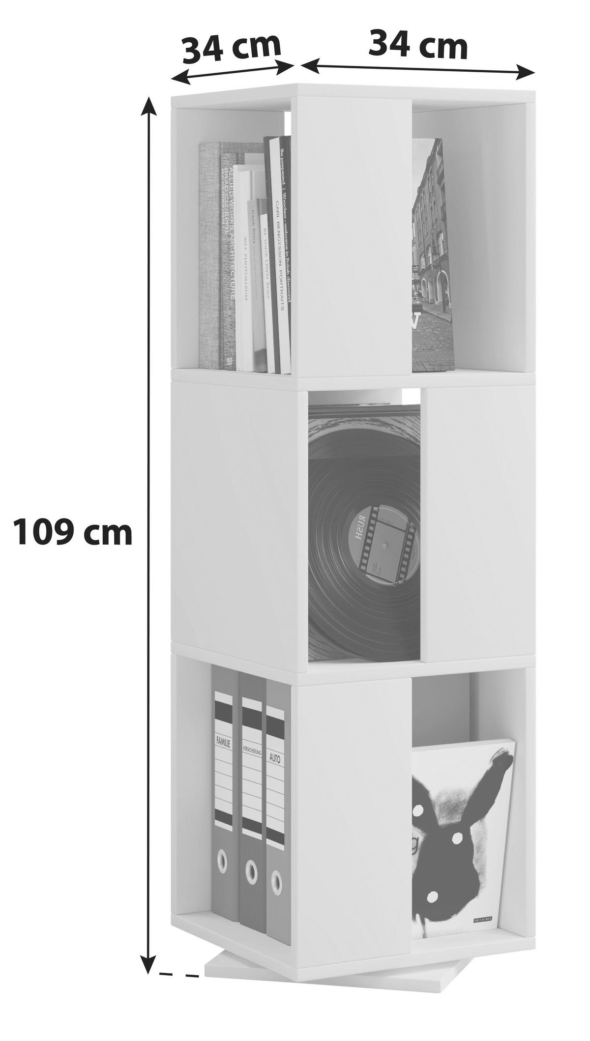 Vrtljiv Regal Stifta Xl, Bela - bela, Basics, leseni material (34/109/34cm) - MID.YOU