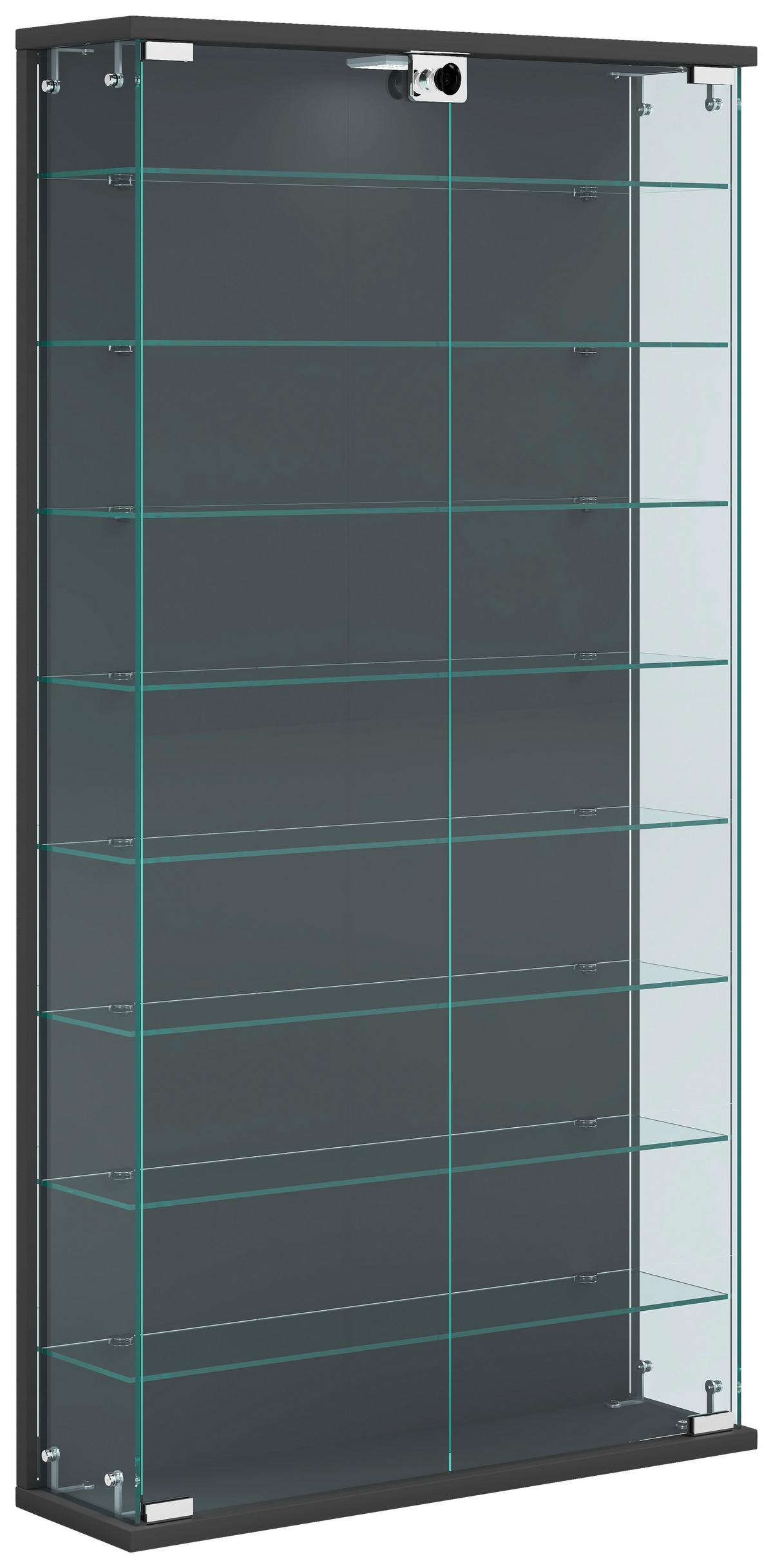 VITRINE RELAS L - Transparent/Anthrazit, Design, Glas/Holzwerkstoff (59/114/17cm) - MID.YOU