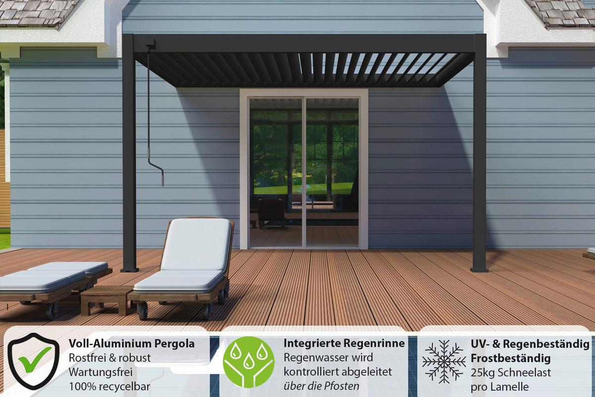 PERGOLA DELUXE 3,6X4M ANTHRAZIT - Anthrazit, Basics, Metall (400/255/360cm) - Gardenson
