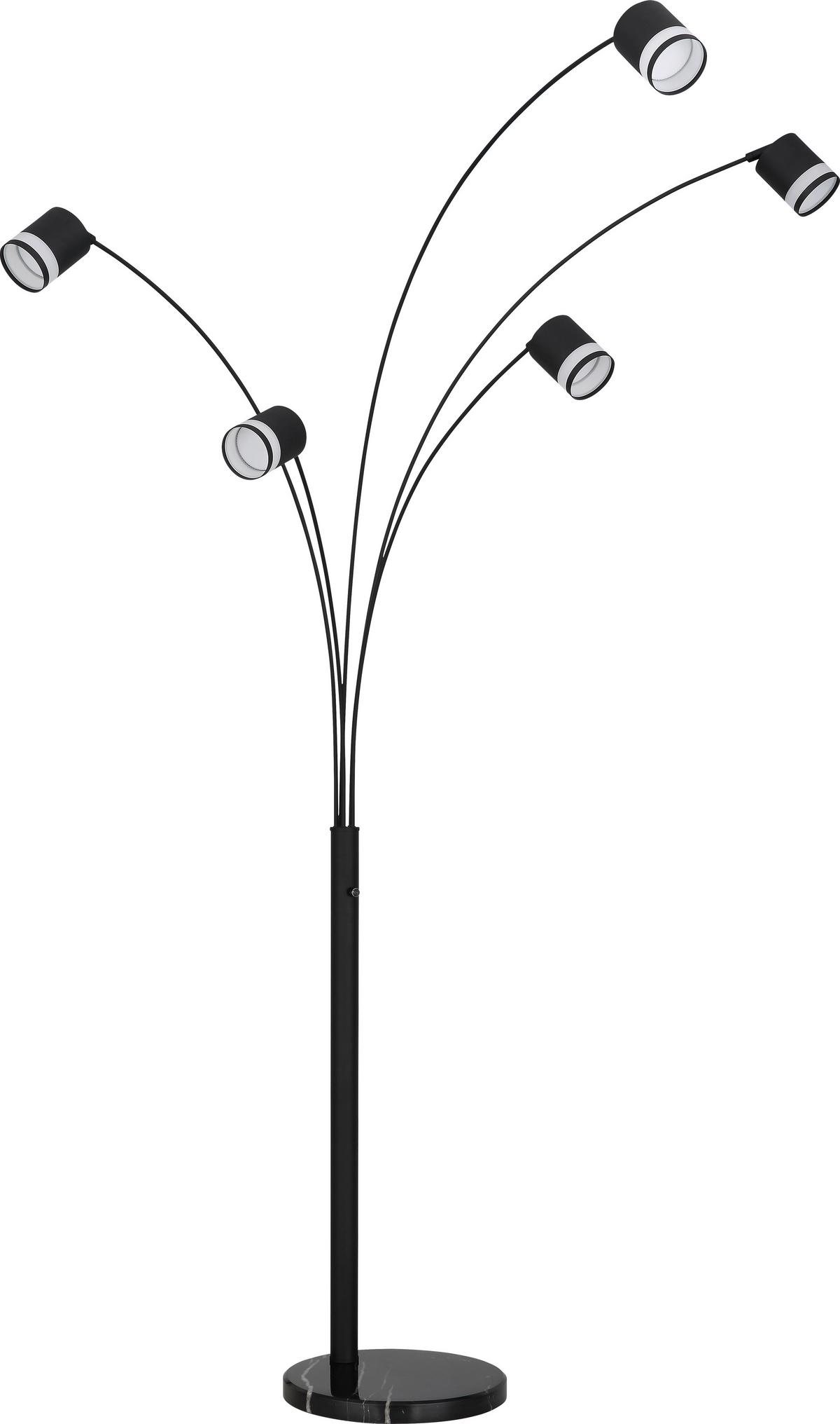 Stehleuchte Linoa Schwarz max. 7 Watt - Transparent/Schwarz, MODERN, Kunststoff/Stein (110/70/195cm)