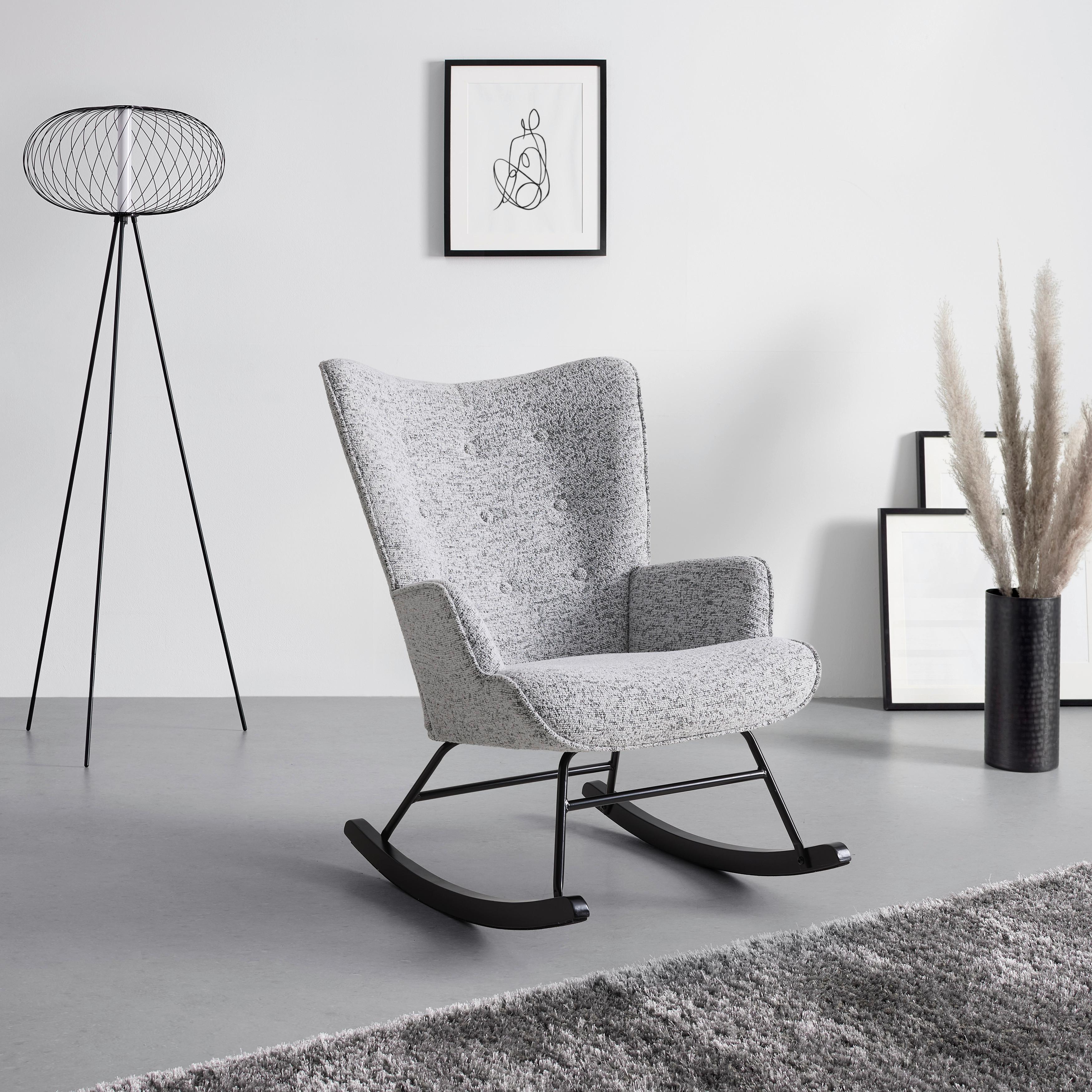 GUNGFÅTÖLJ ROCK - vit/ljusgrå, Modern, metall/trä (66/90/77cm) - Mömax
