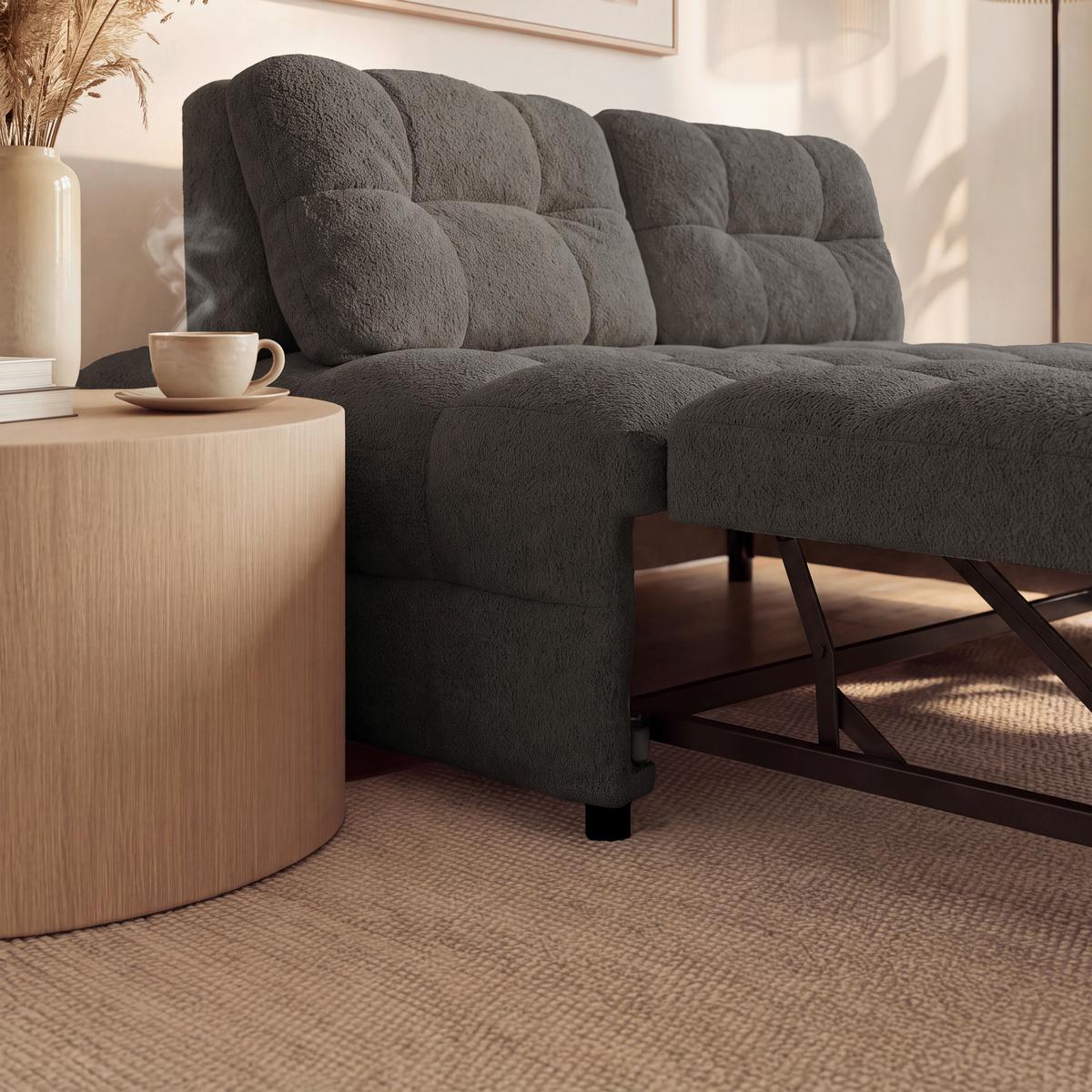 Schlafsofa Liara Webstoff Dunkelgrau - Dunkelgrau/Schwarz, MODERN, Holz/Textil (137/87/110cm) - Bessagi Home