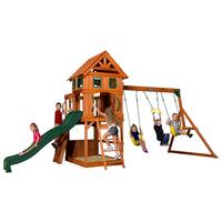 SPIELTURM B1608016 ATLANTIC - Dunkelgrün/Gelb, Basics, Holz/Kunststoff (551,2/284,5/236,2cm) - Ambia Garden