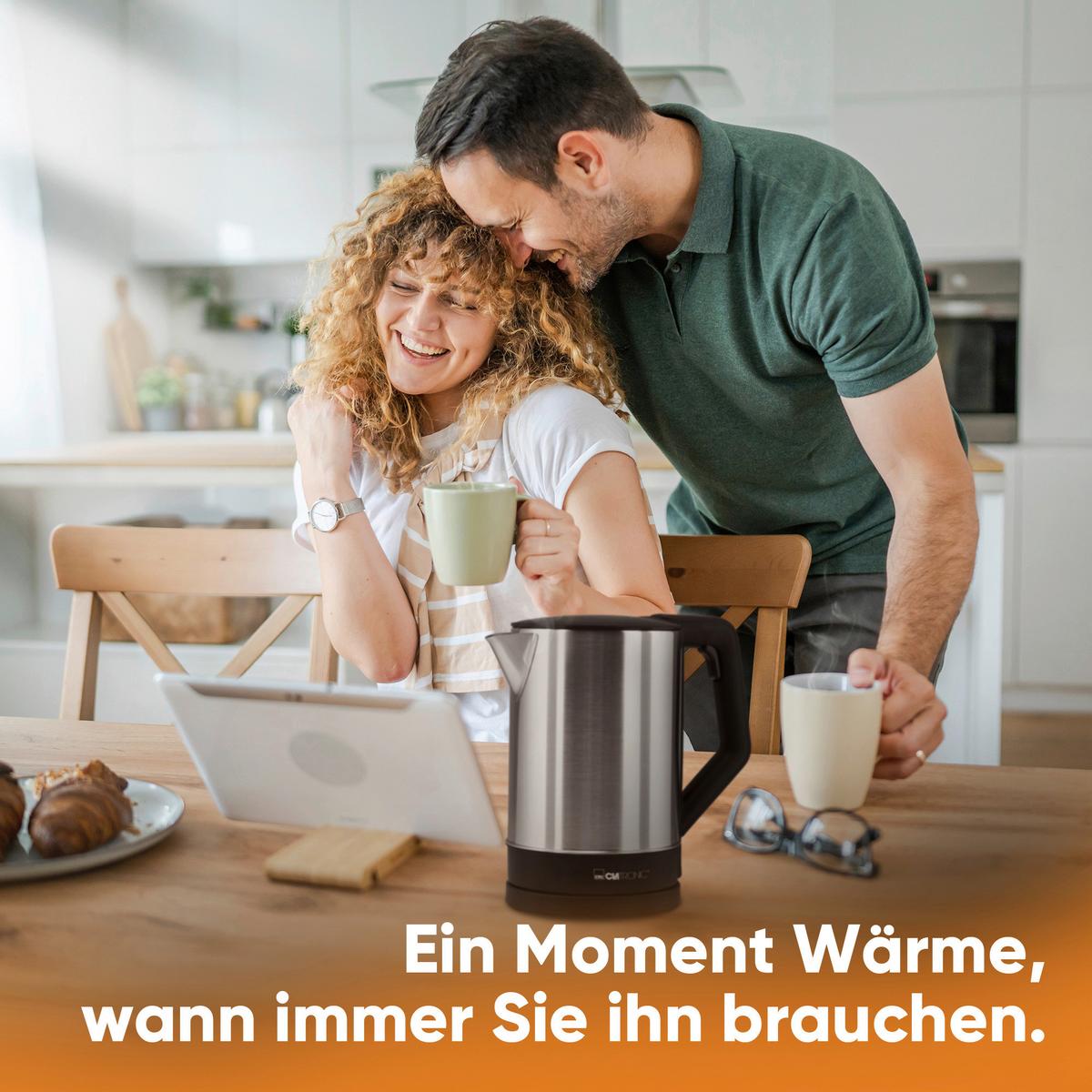 CZAJNIK ELEKTRYCZNY WKS 3692 SW - kolor stalowy/czarny, Trend, tworzywo sztuczne/metal (21/22/16cm) - Clatronic