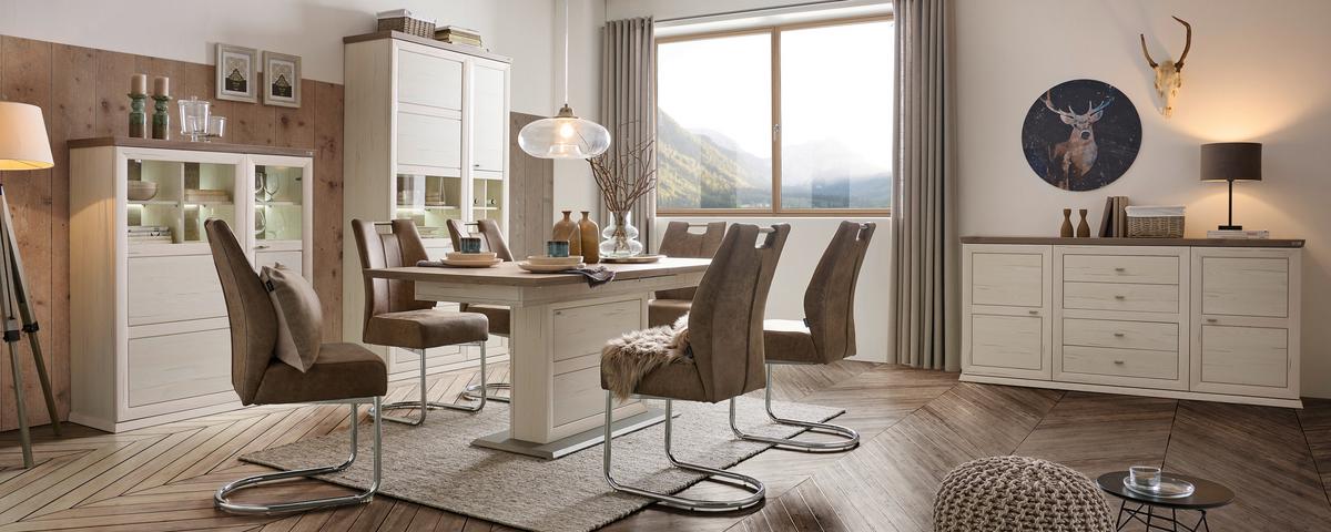 STÓŁ DO JADALNI CAMRON   -HOM IN- - biały/szary, Lifestyle, materiał drewnopochodny (160-200/90/76,2cm) - Hom`in