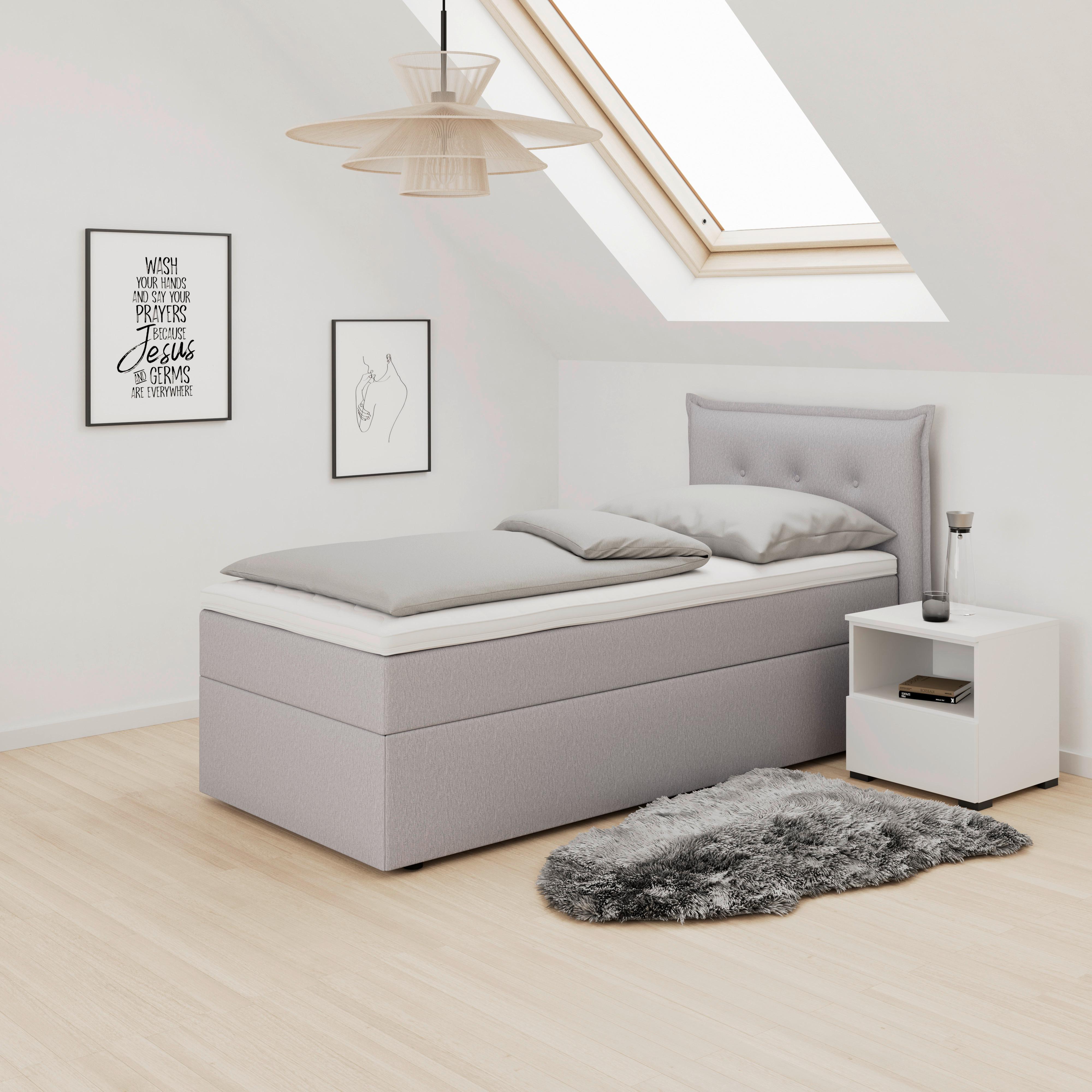 Box Ágy Szürke Polo - szürke, Modern, textil/fa (90/200cm) - Bessagi Home