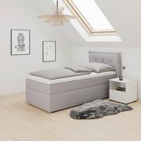 Boxbett Polo ca. 90x200 cm Grau mit Topper - Schwarz/Grau, MODERN, Holz/Kunststoff (90/200cm) - Bessagi Home