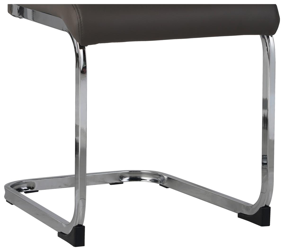 KRZESŁO NA PŁOZIE LEANDER - taupe/kolor chromowy, Design, metal/tkanina (42/99/56cm) - P & B