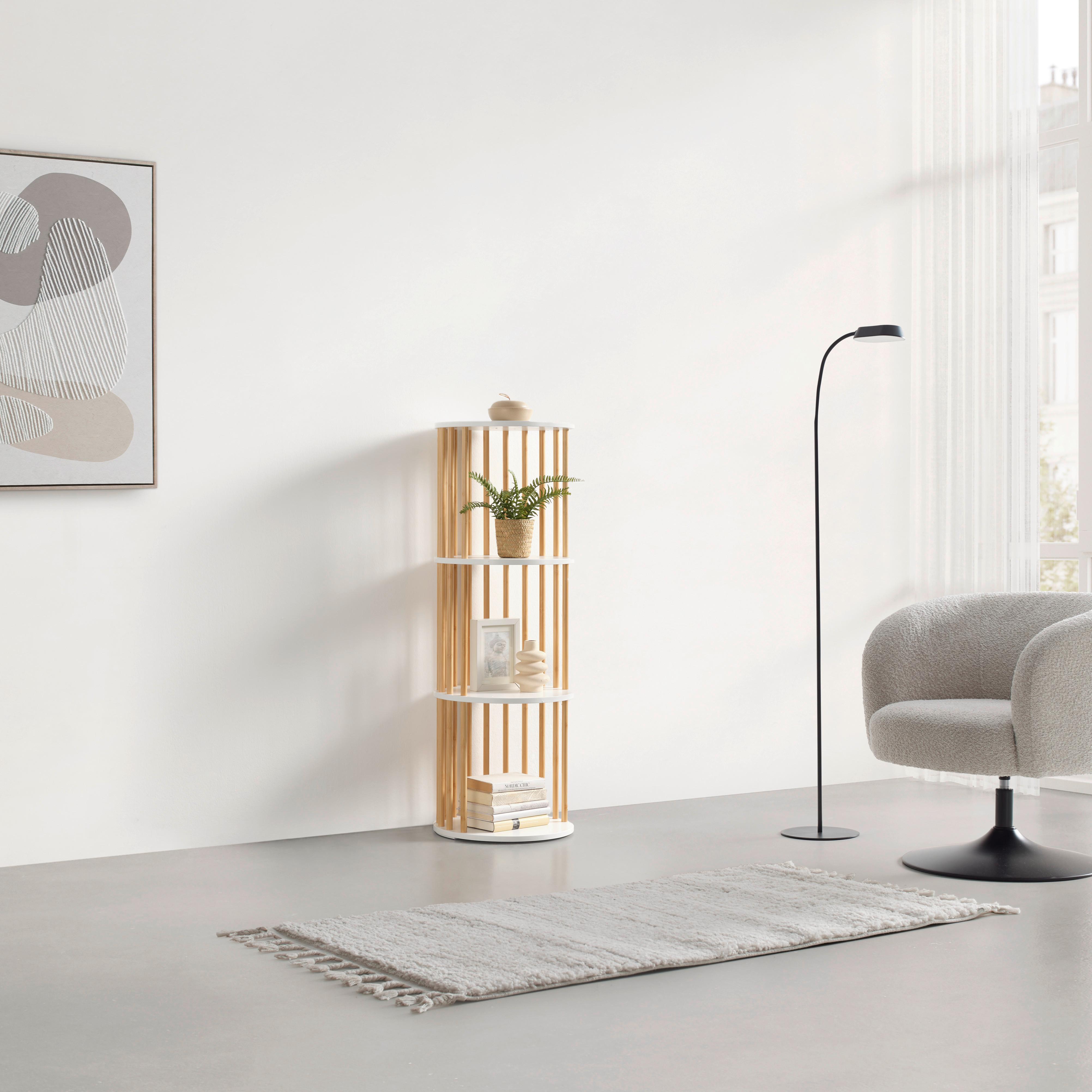 HYLLA ZORA -EXKLUSIV- - vit/naturfärgad, Modern, trämaterial/naturmaterial (40/114/40cm) - Mömax